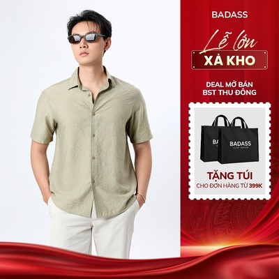 Áo Sơ Mi Texture Nam Tay Ngắn Form Regular Vải Gân Cao Cấp Ít Nhăn Phong Cách Hàn Quốc - STNTK709