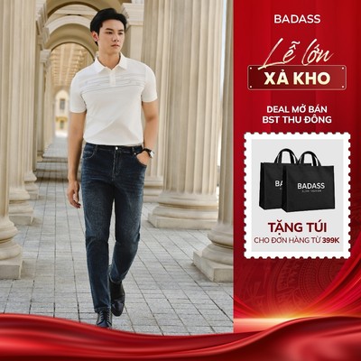 Quần Jean Nam BADASS Mềm Mại, Dày Dặn, Ôm Vừa, Trẻ Trung, Lịch Sự  QJDTK605