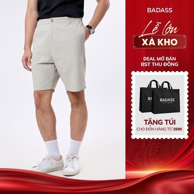 Quần Short Nam BADASS Basic Kaki 100% Cotton Quần Đùi Relax Fit Giữ Form Thời Trang - QSKTK717