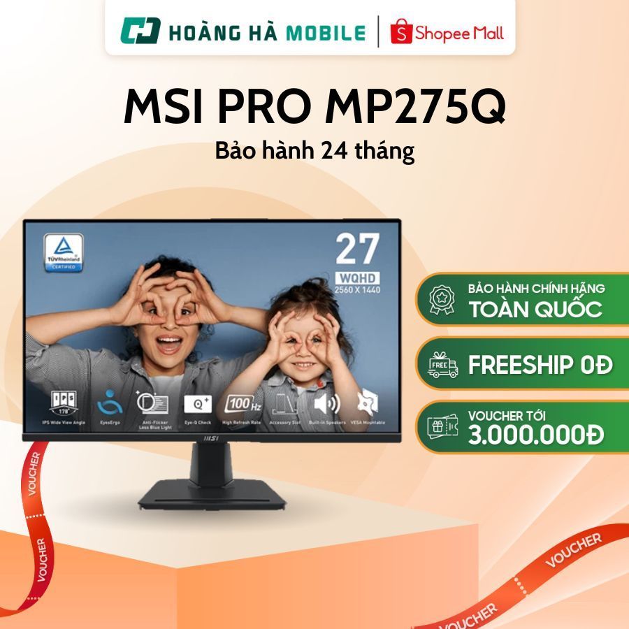 Màn hình MSI PRO MP275Q (27 inch/QHD/IPS/100Hz/1ms/Loa) - Chính hãng