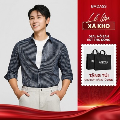 Áo Sơ Mi Nam BADAS Kẻ Sọc Cá Tính, Phong Cách Trẻ Trung, Năng Động - SKDTK601