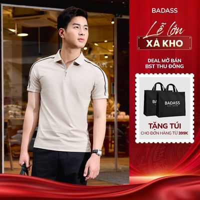 Áo Polo Nam BADASS Khóa Kéo Regular Fit Cotton Cao Cấp Cổ Bẻ Thoáng Mát Dễ Phối POHTK717
