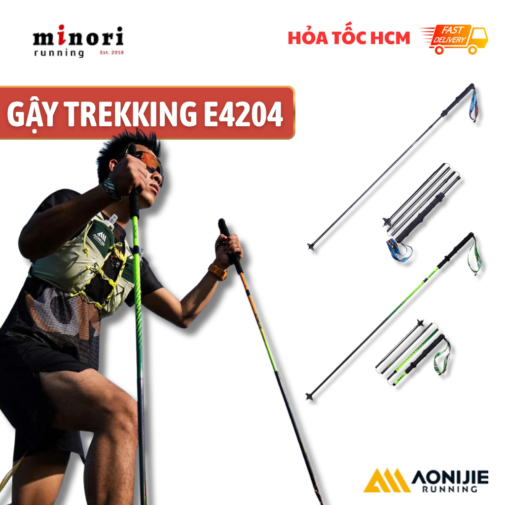 Gậy Chạy Trail Gậy Leo Núi Aonijie E4204 Gấp Gọn Sợi Carbon siêu nhẹ bền bỉ tặng kèm miếng chống lún