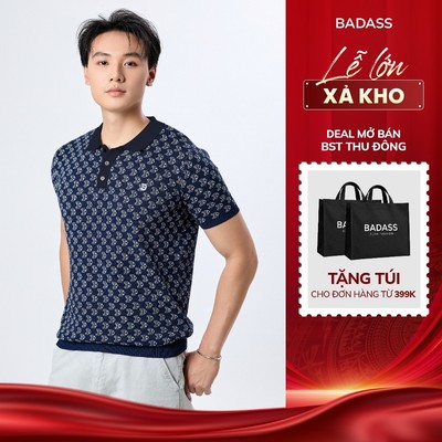 [BADASSxQUỐC TRƯỜNG] Áo Polo Nam BADASS Viscose Premium Regular Fit Dệt Monogram Mềm Mịn Thoáng Mát PODTK742