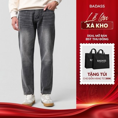 Quần Jean Nam BADASS Dày Dặn, Đứng Dáng, Mềm Mại Thấm Hút Mồ Hôi, Không Phai Màu - QJDOL613