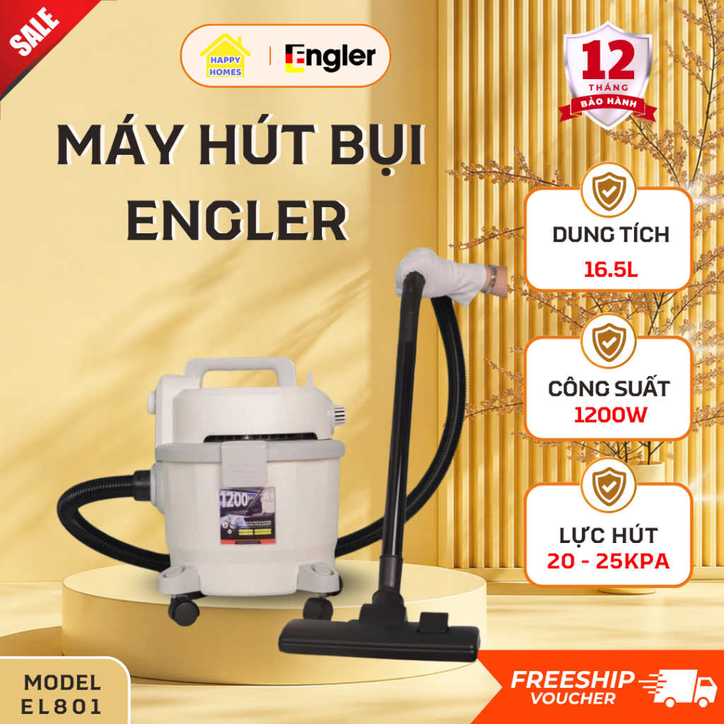 Máy Hút Bụi Engler EL801 Công Suất 1200W, Dung Tích 16.5L Engler Phù Hợp Mọi Không Gian Gia Đình - H
