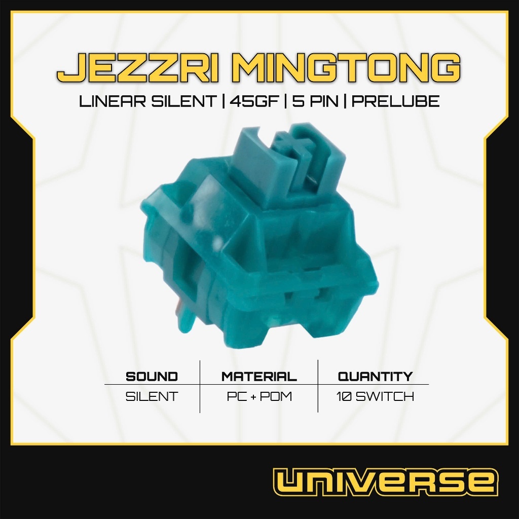 10 Switch Jezzri Mingtong Swich Silent Linear 45g 5 Pin PC + POM Prelube Công Tắc Bàn Phím Cơ