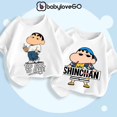Áo thun cho bé BabyloveGO 2026 áo phông Shin in hình độc đáo cho bé trai bé gái 1-12 tuổi