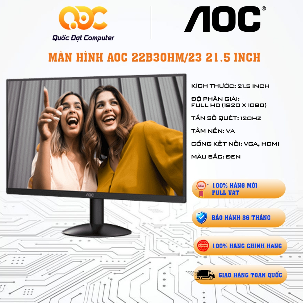 Màn Hình Vi Tính AOC 22 Inch 22B30HM23 Full HD 120Hz 1ms  - Hàng Chính Hãng Bảo Hành 3 Năm