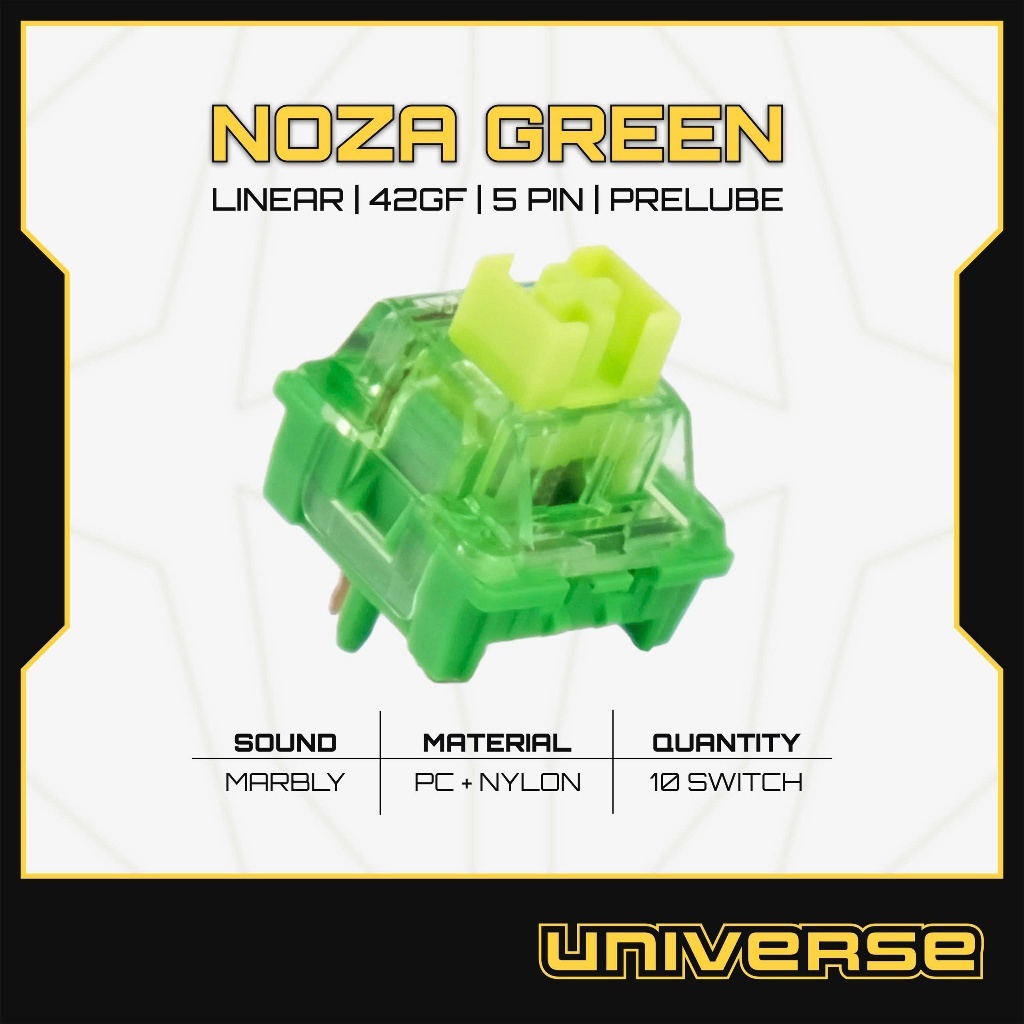 10 Switch NOZA Green Jungle Switch Linear 42g 5 Pin PC + NYLON Prelube Công Tắc Bàn Phím Cơ Universe
