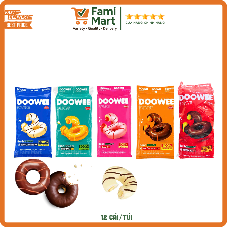 [Hsd new] Bánh Donut DOWEE_ Đủ vị_12 cái/ túi_360gr_Rebisco_Famimart