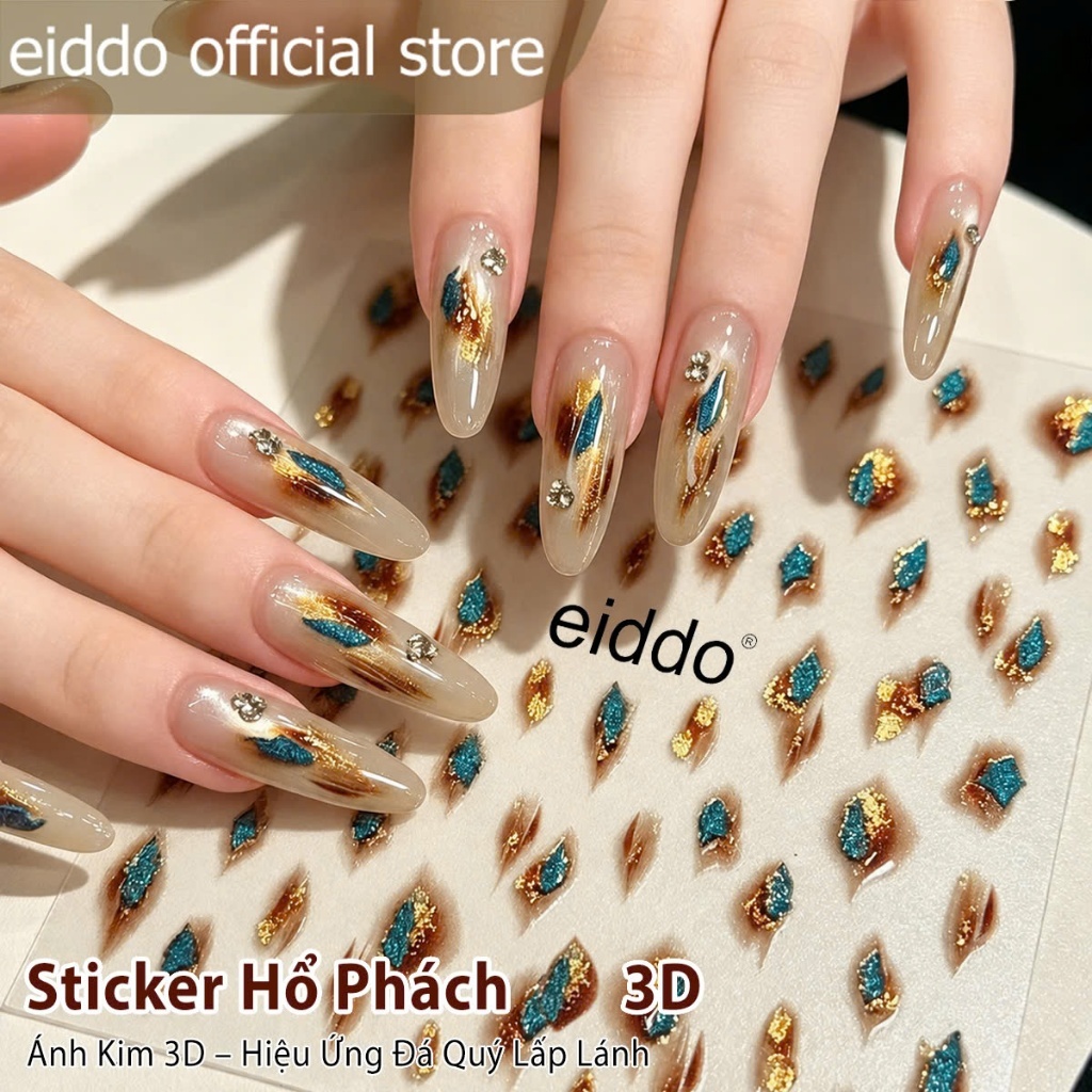 {Eiddo nails} Sticker hổ phách 3D eiddo - Sticker ánh kim 3D hiệu ứng đá quý lấp lánh - Sticker tran