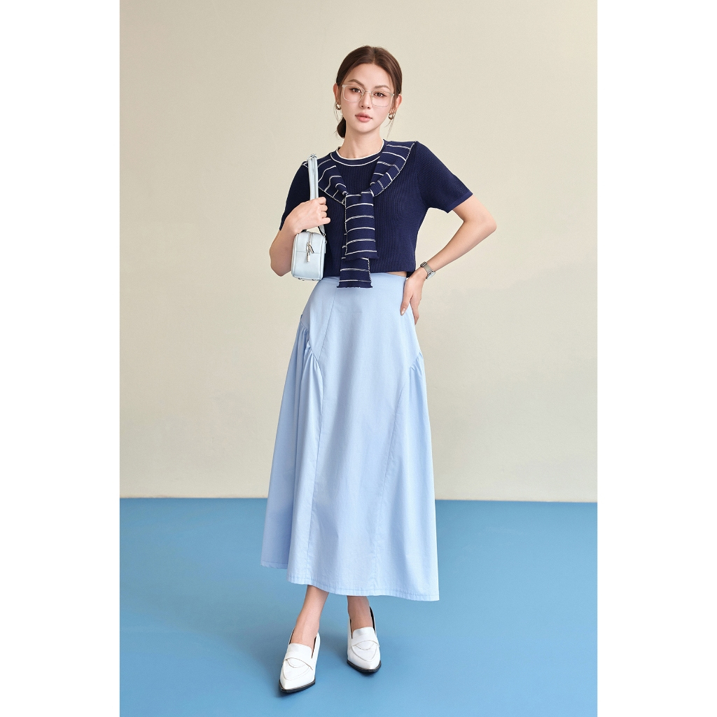 Chân Váy Dài Dáng Xòe LAMER FASHION Nhún Hông Cạp Liền Công Sở V62M26Q004