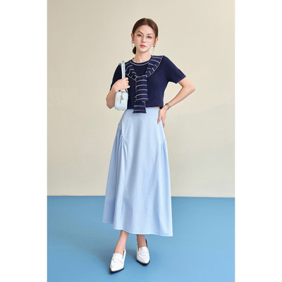 Chân Váy Dài Dáng Xòe LAMER FASHION Nhún Hông Cạp Liền Công Sở V62M26Q004
