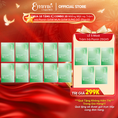 Mặt nạ tràm trà Emmie Giảm Mụn Sưng Đỏ Dành Cho Da Dầu Mụn Chất Liệu Mặt Nạ Lụa Dual Veil Khít Mặt Combo 10 Miếng x 25g