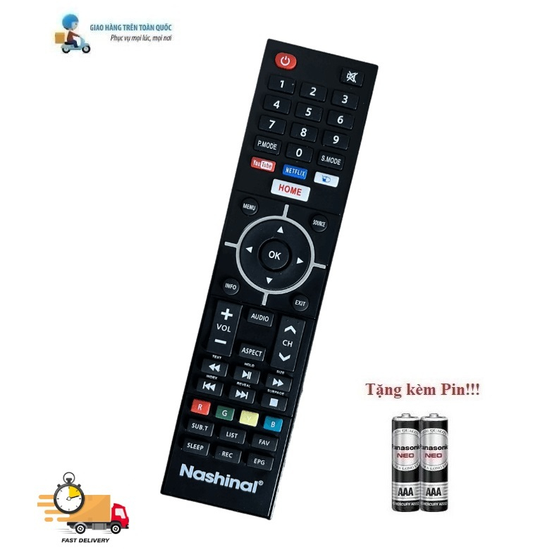Remote Điều khiển thay thế tương thích cho TV Nashinal NÚT TRẮNG HÀNG HÃNG mới 100% Tặng Pin