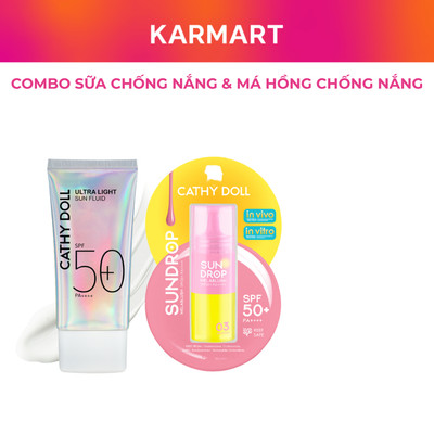 Combo Chống Nắng Cathy Doll ULTRA LIGHT SUN FLUID SPF50+ PA++++ 40ml Và SUNDROP MELABLUSH SPF50+ PA++++ 03 SMOOTHIE