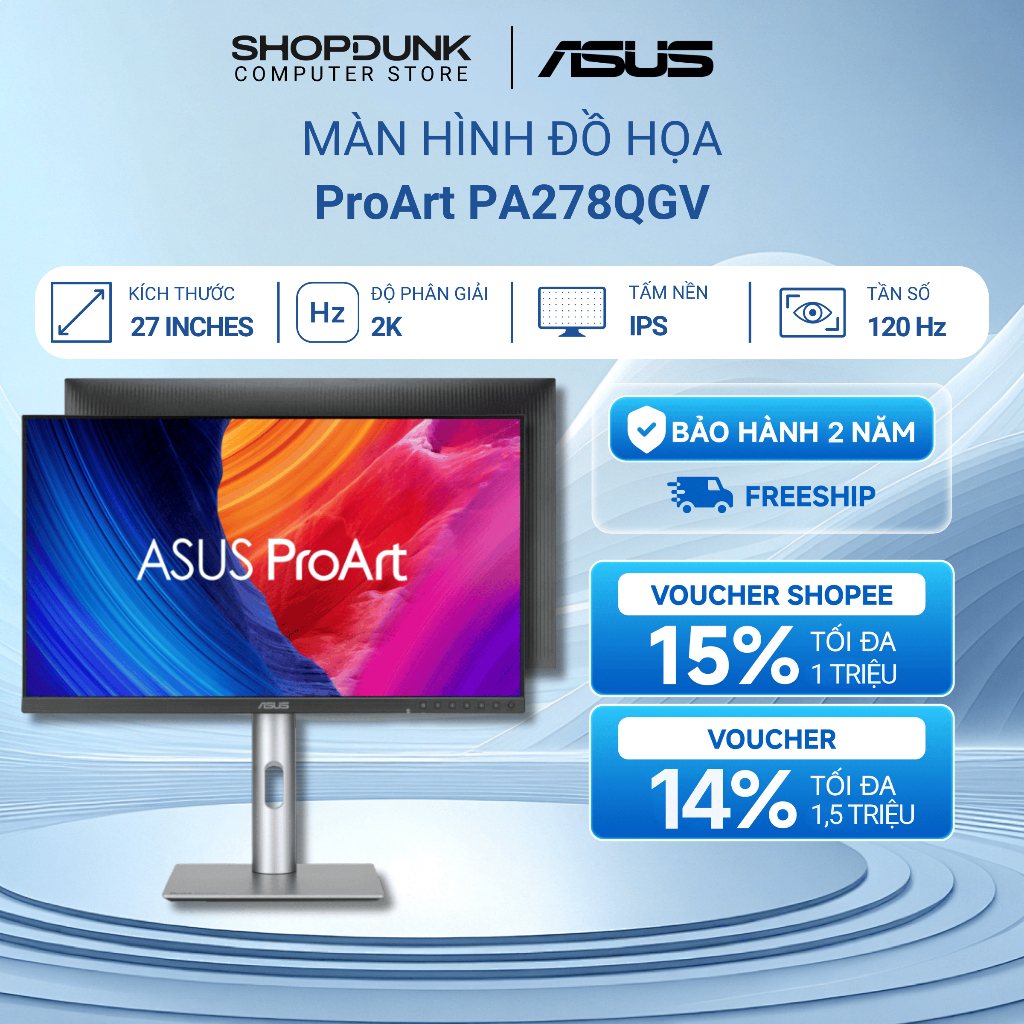 Màn Hình Đồ Họa Asus ProArt PA278QGV (27 Inch | 2K | IPS | 120Hz | 5ms)