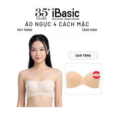 [MUA 1 TẶNG 1] Áo ngực su quây mút mỏng chống tuột Multiway iBasic không gọng cup ngang tặng kèm dây vai trong BRAW093