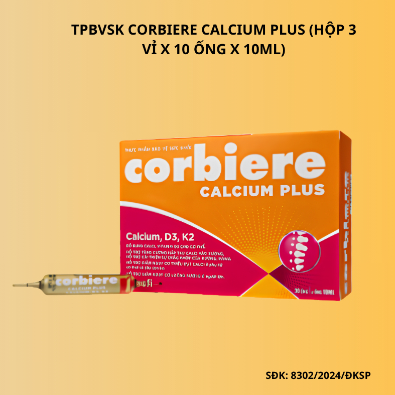 TPBVSK CORBIERE CALCIUM PLUS (HỘP 3 VỈ X 10 ỐNG X 10ML)