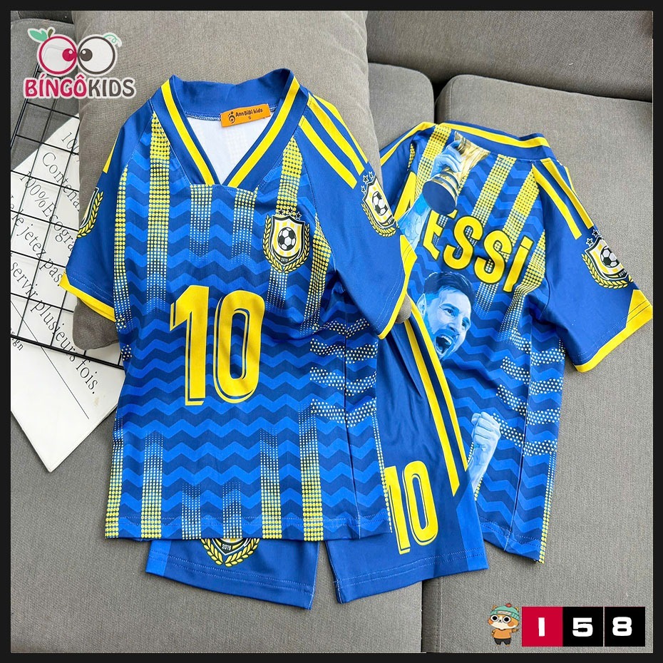Đồ Bộ Thể Thao Bé Trai Thun Lạnh In 3D Áo Quần Đá Banh Messi Ronaldo Mát Đẹp