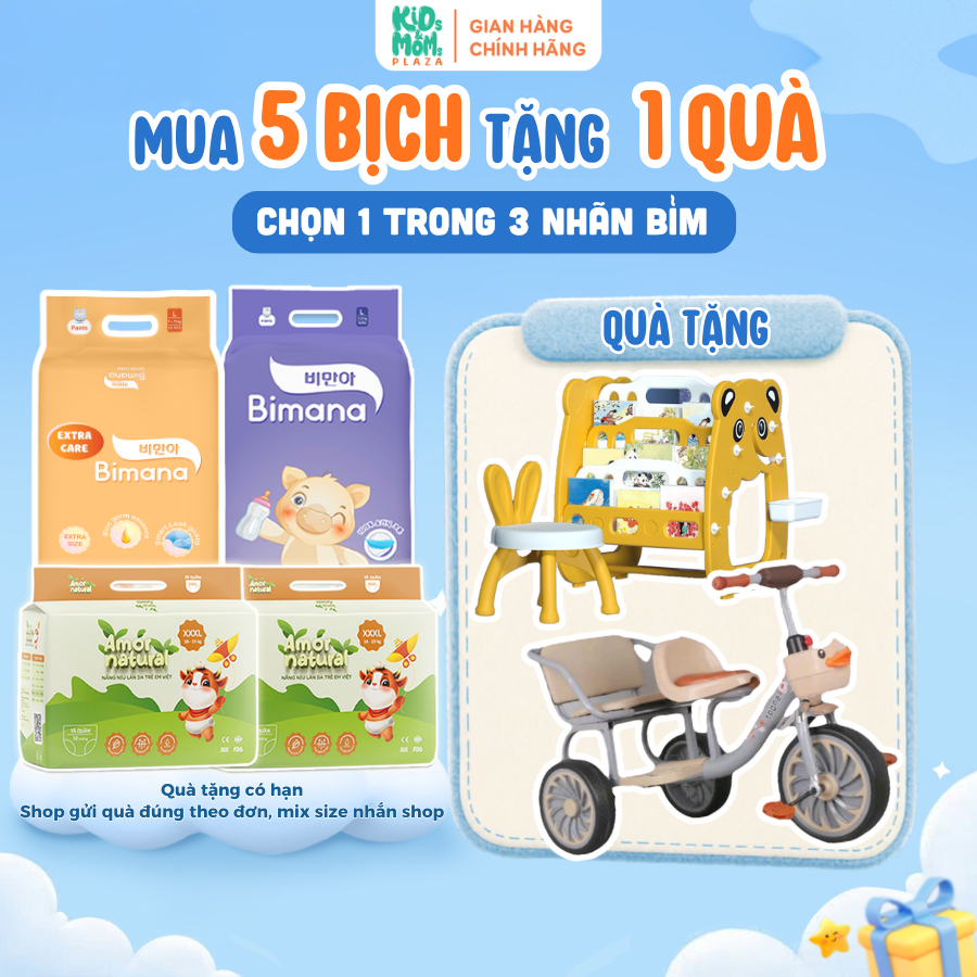 [SIÊU TIẾT KIỆM] COMBO 5 bịch tã bỉm AMOR NATURAL/BIMANA/BIMANA EXTRA CARE thoáng mát, thấm nhanh đủ