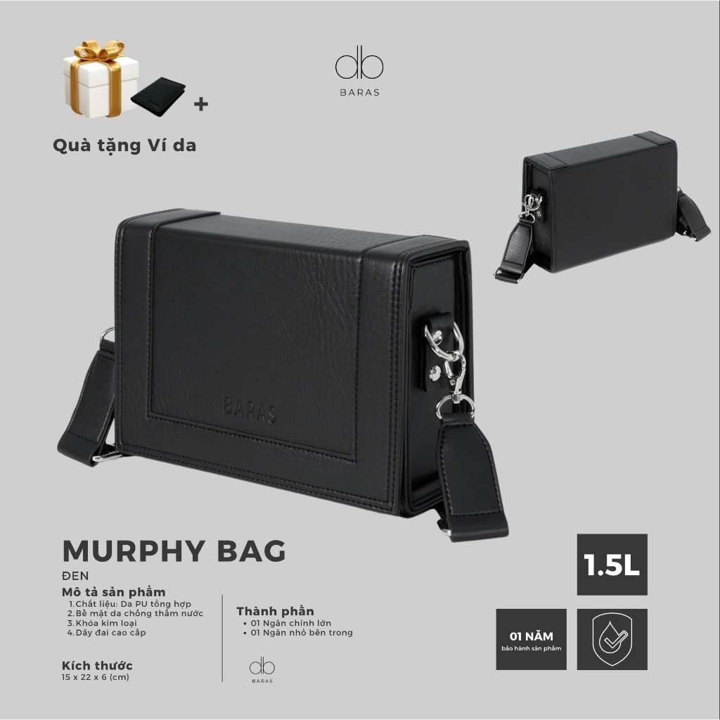 Túi đeo chéo hộp MURPHY BAG - BARAS VIETNAM - Túi đeo chéo thời trang nam
