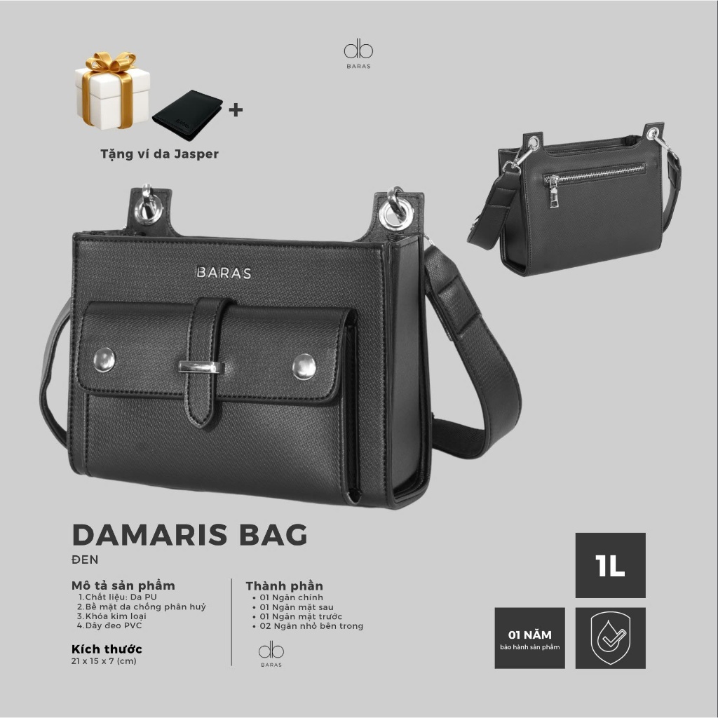 Túi đeo chéo da nam - Damaris Bag - BARAS VIETNAM - Túi đeo chéo thời trang