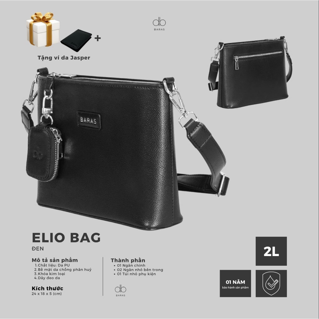 Túi đeo chéo da nam - Elio Bag - BARAS VIETNAM - Túi đeo chéo thời trang