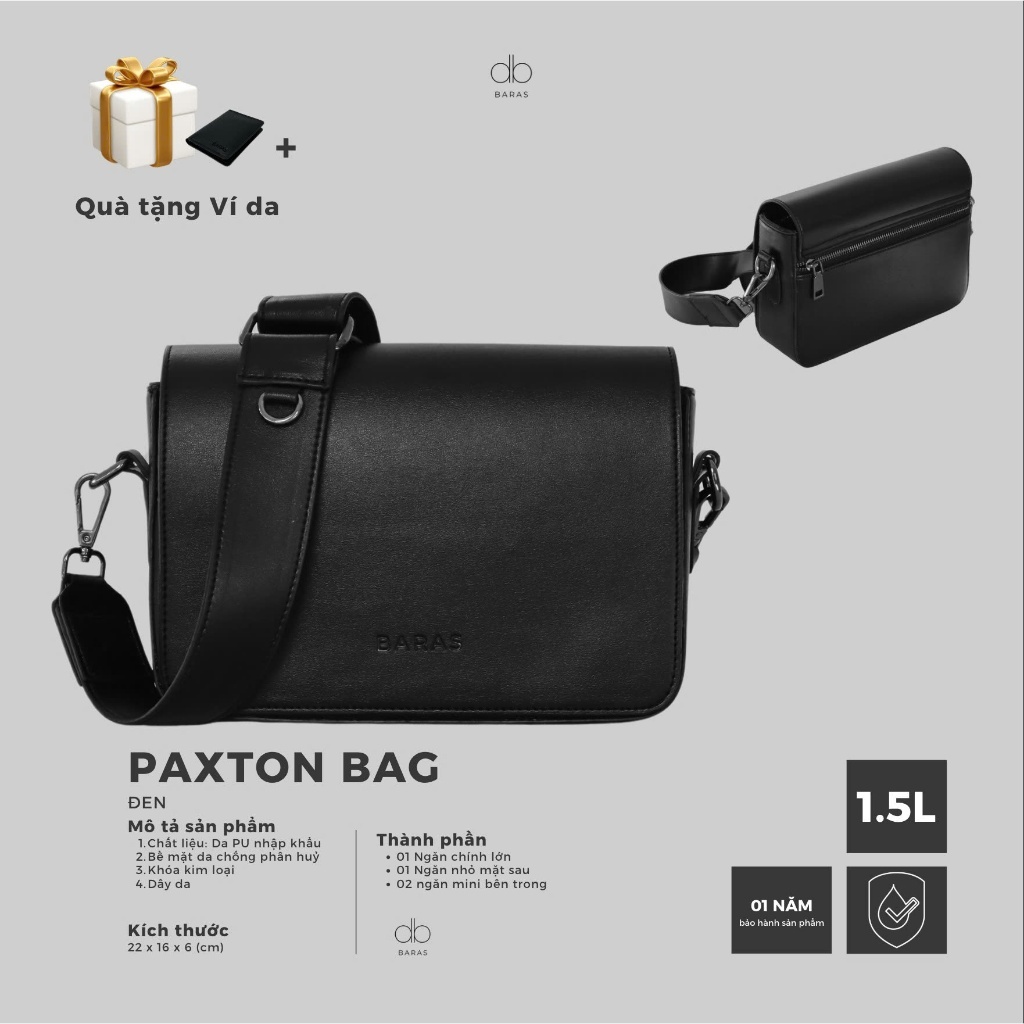 Túi đeo chéo nam - Paxton Bag - BARAS VIETNAM - Túi da nam