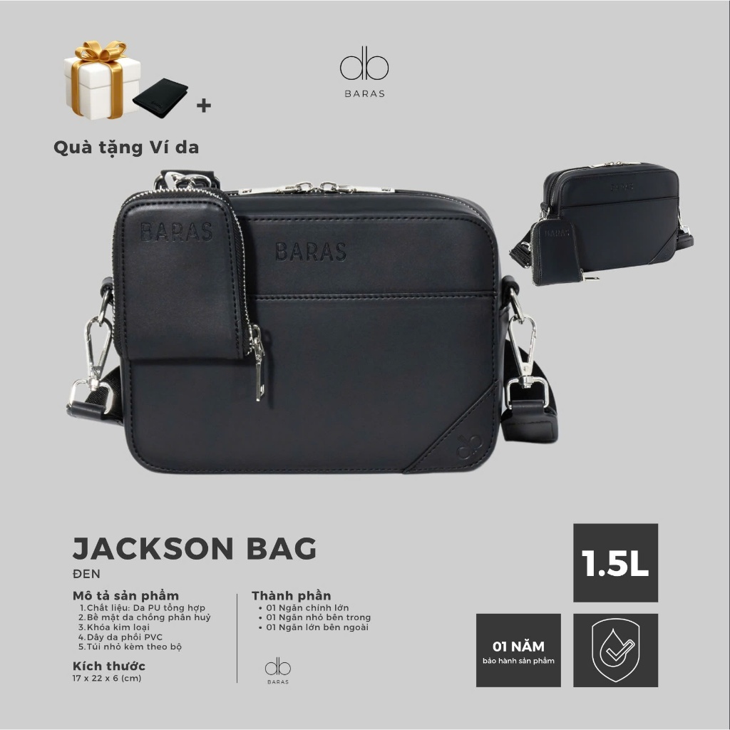 Túi đeo chéo da nam - Jackson Bag - BARAS VIETNAM - Túi đeo chéo thời trang