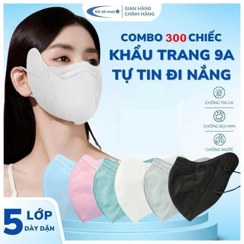 [ (SHOPEEVIP) Thùng 300 Chiếc 9A  ] Khẩu Trang 9A HẢI AN MASK, 5 Lớp , Chống Nắng,Tia UV, Form Rộng 