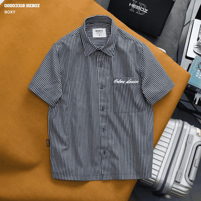 [FORM BOXY RỘNG] Áo sơ mi nam HEBOZ boxy striped 2M cotton dệt sọc logo thêu - 00003318