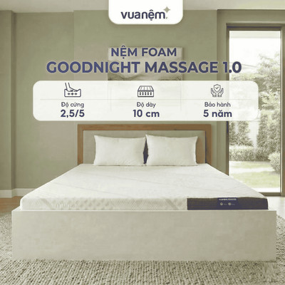 (Nhận diện mới) Nệm foam Goodnight Massage 1.0 bán chạy số 1 Việt Nam 10cm tại Vua Nệm