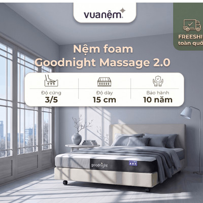 Nệm Foam Vua Nệm Goodnight Massage 2.0 (Hachi) 15cm, Đệm Foam Massage Toàn Thân Nâng Đỡ