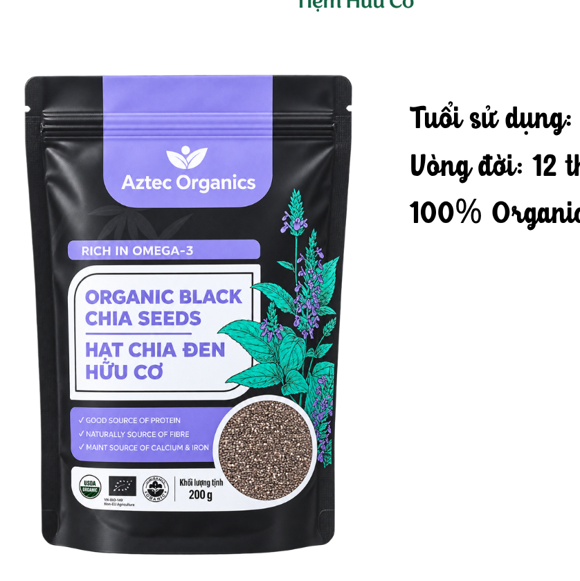Hạt chia hữu cơ Aztec Organic 200g