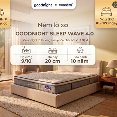 Nệm Lò Xo Vua Nệm Goodnight Sleep wave Hybrid 20cm, Đệm Lò Xo Khách Sạn Cách Ly Chuyển Động