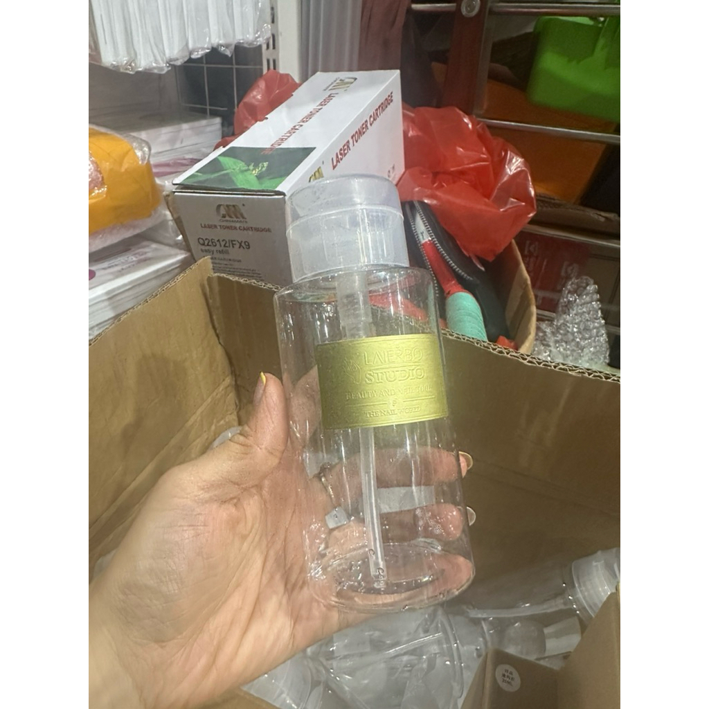 Bình nhún đựng nước lau gel - Lọ đựng dung dịch cồn acetone chuyên dụng làm móng nail chai to