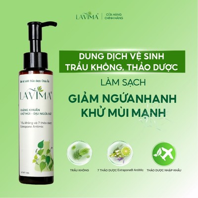 Dung dịch vệ sinh Lavima, Trầu không Thảo Dược làm sạch - giảm ngứa nhanh - khử mùi mạnh, Chai 110g