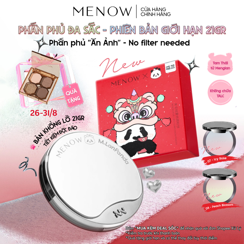 Phấn Phủ Đa Sắc Khổng Lồ MENOW x MENGLAN PANDA Velvet Mist Complexi