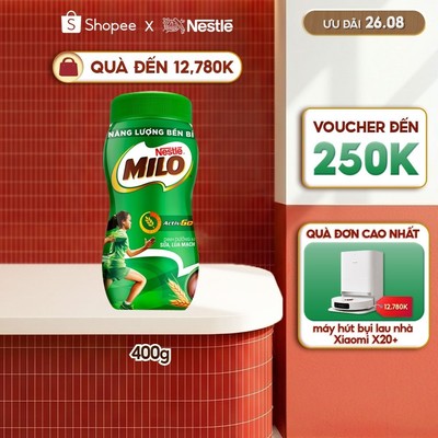 Thức uống lúa mạch Nestlé Milo nguyên chất 400g (hũ nhựa)