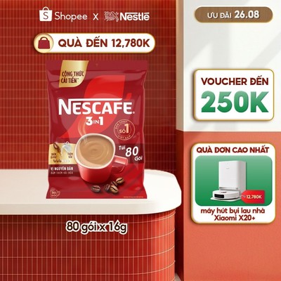 [CÔNG THỨC CẢI TIẾN] Túi Cà phê Hòa tan NESCAFÉ VỊ NGUYÊN BẢN 80 gói - Đậm thơm hài hòa