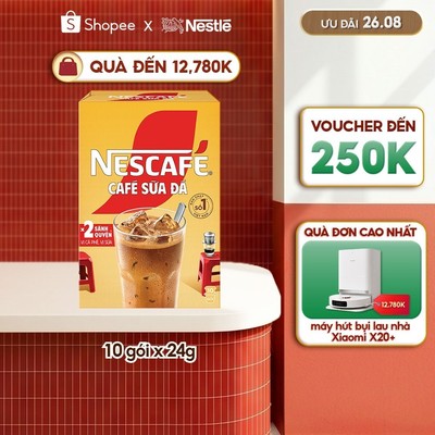 Hộp Cà phê Hòa tan NESCAFÉ CAFÉ SỮA ĐÁ 10 gói Nhân đôi sánh quyện
