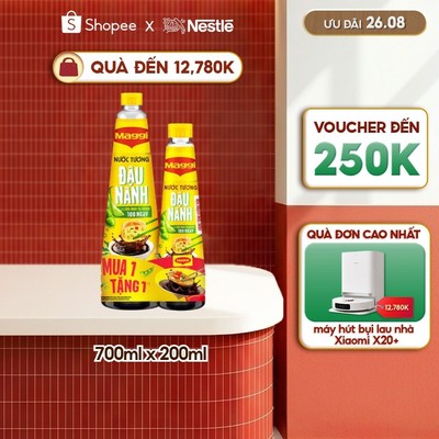 [Tặng chai 200ml] Nước Tương Đậu Nành MAGGI chai 700ml - Khuyến mại tặng chai 200ml cùng loại.