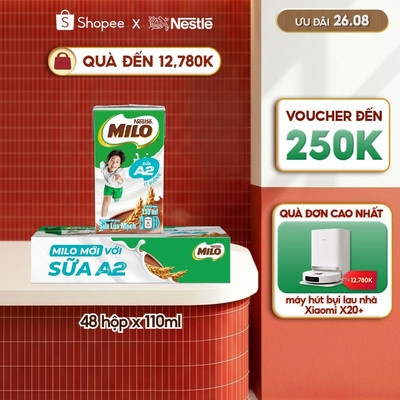 Sữa Lúa Mạch Nestle MILO với sữa A2 MỚI thùng 12 x 110ml (12x4x110ml)