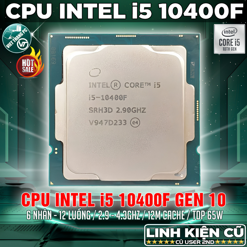 CPU Intel Core i5 10400F 2.9 Ghz - 4.3 GHz 6 Nhân 12 Luồng LGA1200 Đã qua sử dụng ( Cũ - 2nd )