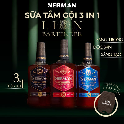 Sữa tắm gội rửa mặt 3in1 Nerman Lion Bartender 330g