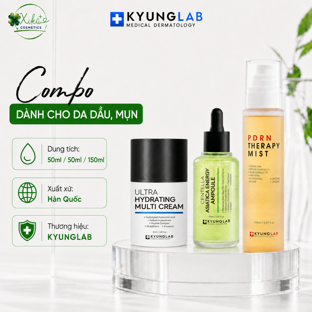 Bộ sản phẩm xịt khoáng KyungLab , serum KyungLab , kem dưỡng KyungLab cho da mụn 50ML - 150ML