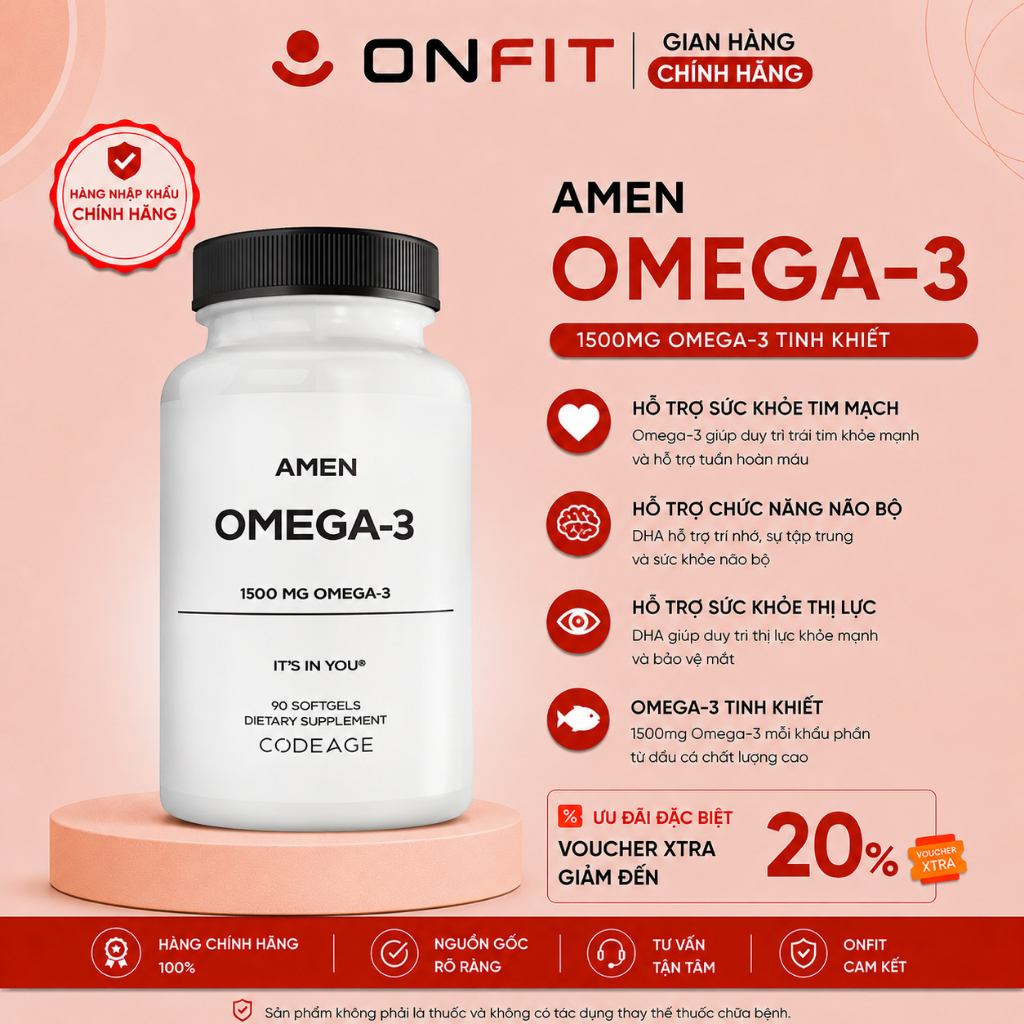 Viên Uống Dầu Cá Codeage Amen Omega 3 (90 Viên) Dầu Cá Cao Cấp Tinh Khiết | ONFIT