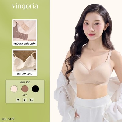 Áo lót nữ không gọng đệm vừa nâng đẩy ngực VINGO/VINGORIA chất su mềm mại thoáng khí S457